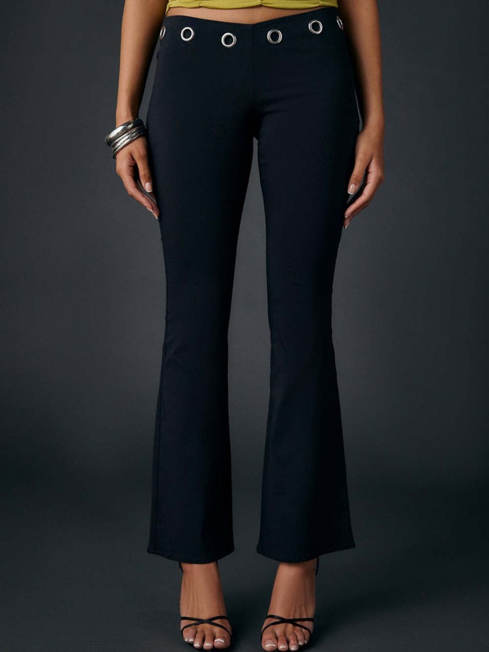 Urban Outfitters Black Flare Pants with Grommet Waist UO